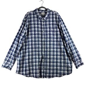 Mutual Weave Long Sleeve Button Up Shirt Men's 4XLT Plaid Cotton Gauzy Basket